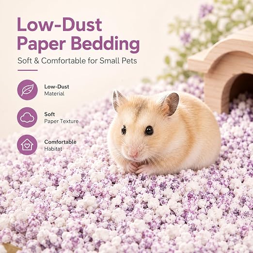Petzlfiewrold YEE Color Paper Grain Hamster Bedding 1kg (Dark Green and Purple ) | Soft & Absorbent Paper Pellets | Low-Dust & Deodorizing Cage Bedding for Hamsters & Small Pets