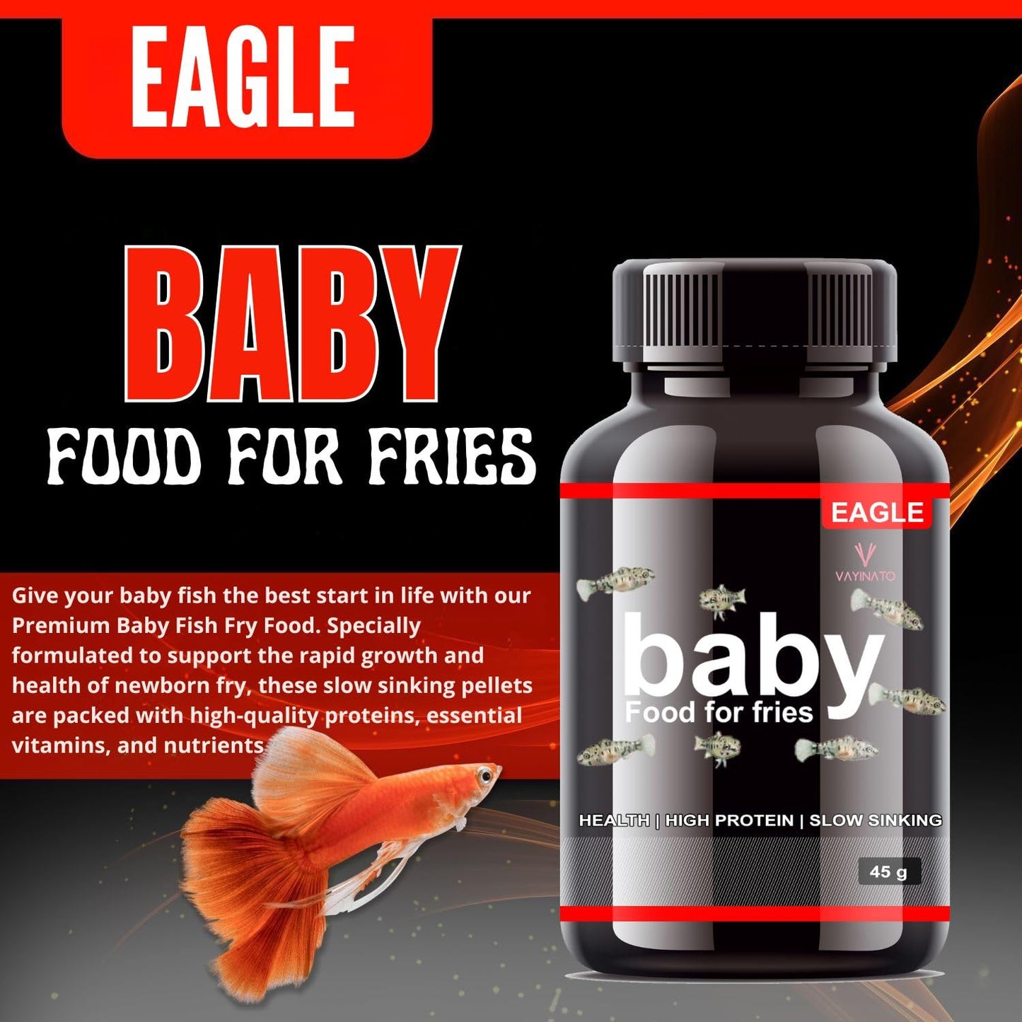 Eagle Baby Food for Fries (2 * 45g) High Nutrition for Faster Growth | Slow Sinking Food