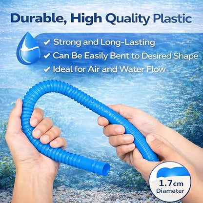 Petzlifeworld Aquarium Flexible Blue Hose Pipe 2.5 Ft | Air & Water Tube for Top Power Filter Pump | 1.7 cm Diameter with Suction Cups