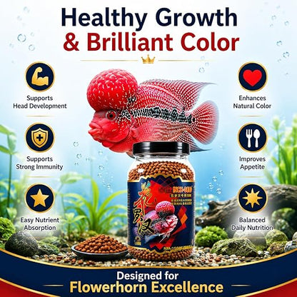 Petzlifeworld Inch Gold Flower Horn Fish Food for Head and Colour Enhancement (180 G)