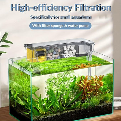Bluepet Multifunctional External Wall-Mounted Waterfall Aquarium Filter with Bio Wheel | 3-Stage Filtration System with Filter Media & Built-in Water Pump (BL-774)