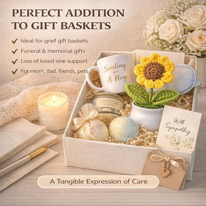 Petzlifeworld Crochet Sunflower in White Pot (1PC) – Handmade Knitted Flower Desk Decor, Car Dashboard Ornament, Sympathy & Condolence Gift for Teachers, Colleagues & Loved Ones (12cm)