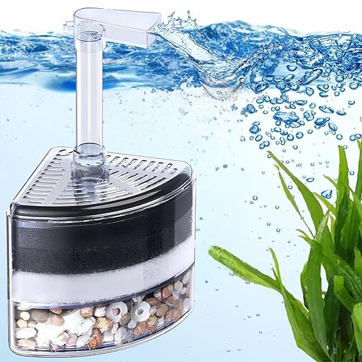 Petzlifeworld Xinyou XY-2008 Bio Corner Sponge Filter with filter media | Suitable for Upto 2 Feet Tank | A Simple and Efficient Filter for Your Aquarium