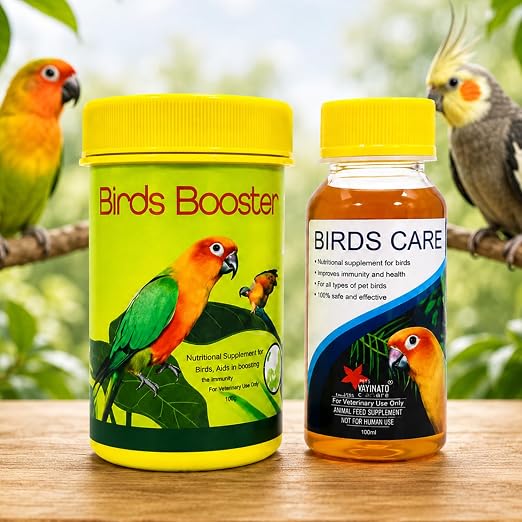 Petzlifeworld Bird Booster, 50g & Birds Care, 60ML Combo Health Supplements for All Kind of Pet Birds