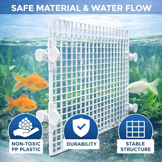 Petzlifeworld Fish Tank Divider Egg Crate Panel with Clips | 30×30cm PP Plastic Aquarium Divider Grid | Cuttable Mesh for Fish, Turtle, Reptile & Plant Tank Separation-Black And White