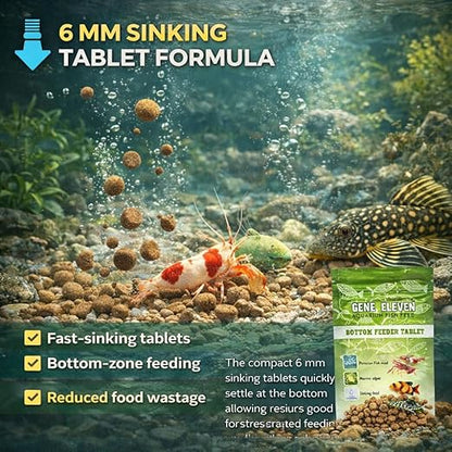 Aquatic Remedies 30G  Gene Eleven Bottom Feeder Tablet Fish Food | Sinking Tablet Feed for Plecos, Shrimps, Crayfish, Lobsters & Crabs | All Life Stages Aquarium Feed