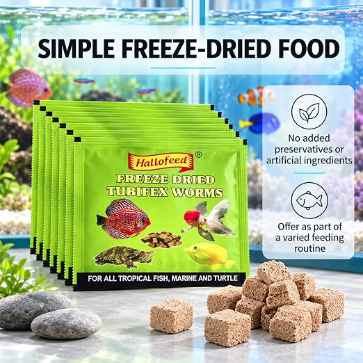 Petzlifeworld Freeze-Dried Tubifex Worms Fish Food, Pack of 10 (15g) | Floating Treat for Freshwater & Marine Aquarium Fish