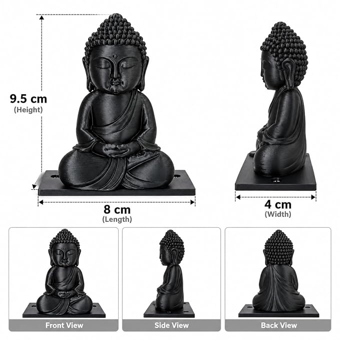 petzlifeworld 3D Printed Black Buddha Aquarium Air Bubble Decoration | Mini Buddha Statue for Fish Tank | Air Pump Operated Bubbler Ornament with Rear Airline Connection | Meditation Aquascaping Decor