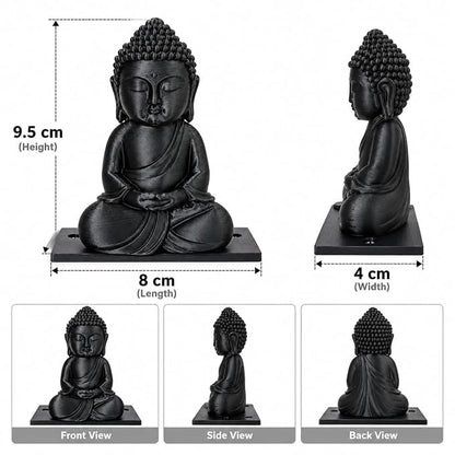 petzlifeworld 3D Printed Black Buddha Aquarium Air Bubble Decoration | Mini Buddha Statue for Fish Tank | Air Pump Operated Bubbler Ornament with Rear Airline Connection | Meditation Aquascaping Decor