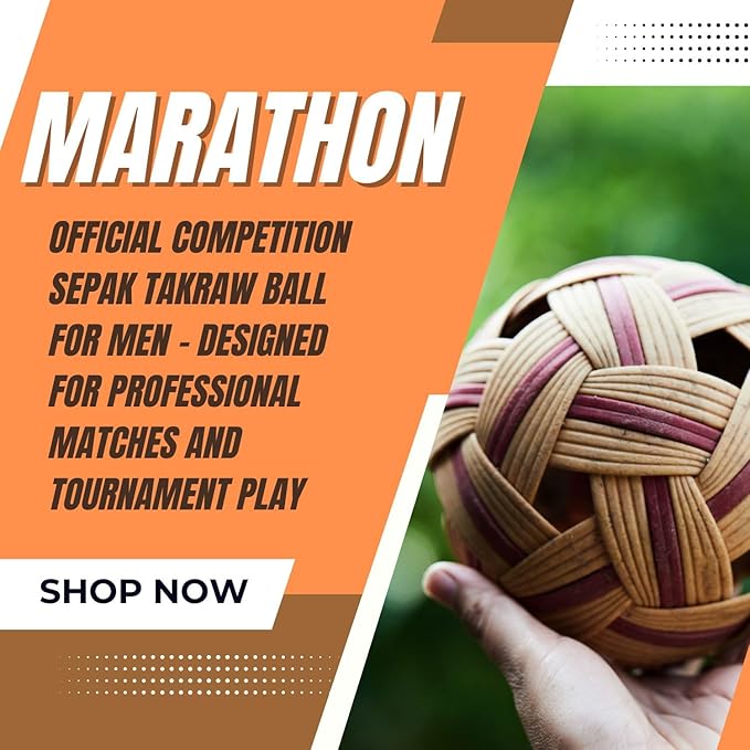 petzlifeworld  Marathon MT-201 Competition General Sepak Takraw Ball for Men | Lightweight Rattan-Style Plastic Ball | Durable & Safe for Indoor/Outdoor Play | Made in Thailand