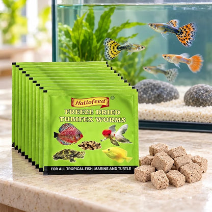 Petzlifeworld Freeze-Dried Tubifex Worms Fish Food, Pack of 10 (15g) | Floating Treat for Freshwater & Marine Aquarium Fish