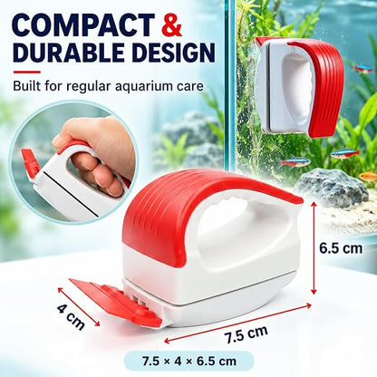 Petzlifeworld BL-M6 Mini Magnetic Aquarium Glass Cleaner – Red with  White