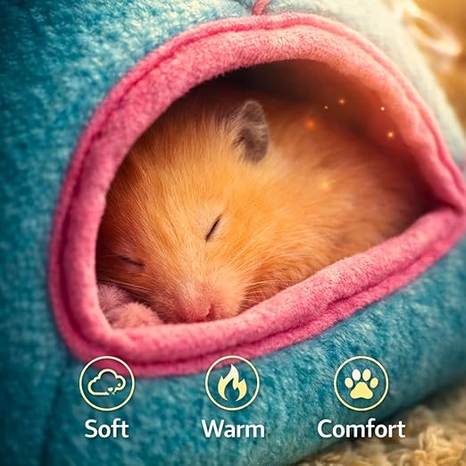 Petzlifeworld Warm Hamster Hideout Hanging Hammock Bed | Cozy Plush Sleeping Nest for Small Pets | Chew-Resistant Soft Pouch for Dwarf Hamster, Gerbil, Rat, Hedgehog & Sugar Glider