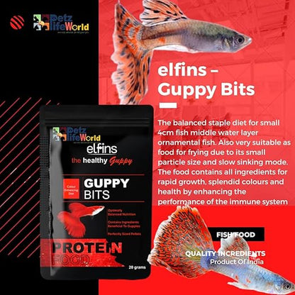 petzlifeworld Horizone (Pack of 3) Healthy Food Combo for Guppy Fish | Elfins The Healthy Guppy Bits-20G, Horizone Royal Breeding for Guppy Fish-22G and Eagle Guppy Flake-100ML
