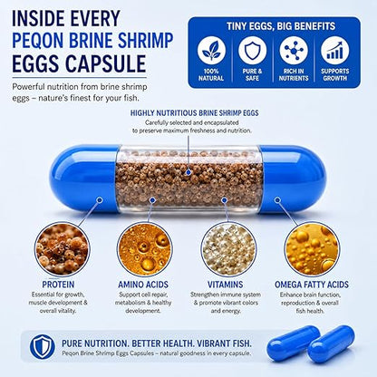 Peqon Artemia Cysts Brine Shrimp Eggs With 90% Hatching Rate For Baby Fish (1 Strip (10 Capsules)) By Petzlifeworld
