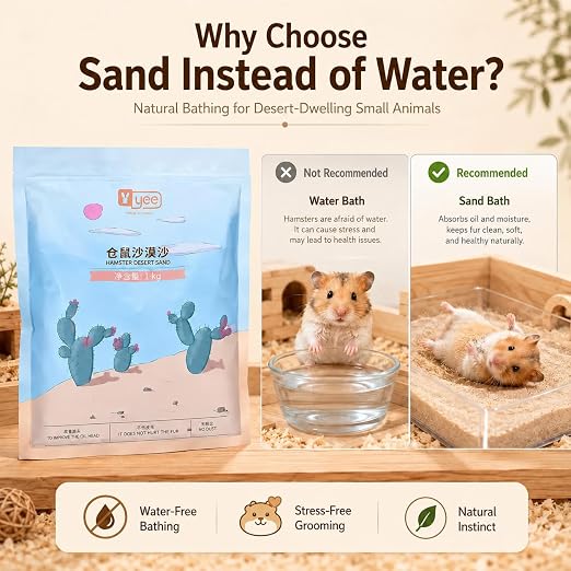 YEE Hamster Desert Bath Sand – 1kg | Natural Dust-Free Grooming & Potty Sand