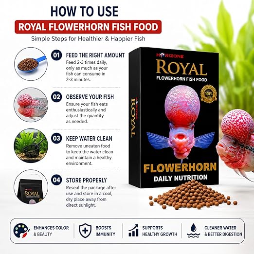 Horizone Royal Flowerhorn Daily Nutrition Fish Food, 100G