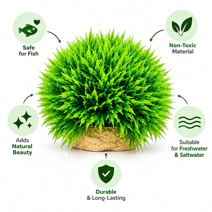 Petzlifeworld Artificial Aquarium Grass Plant with Stone Base | Green Fish Tank Decoration