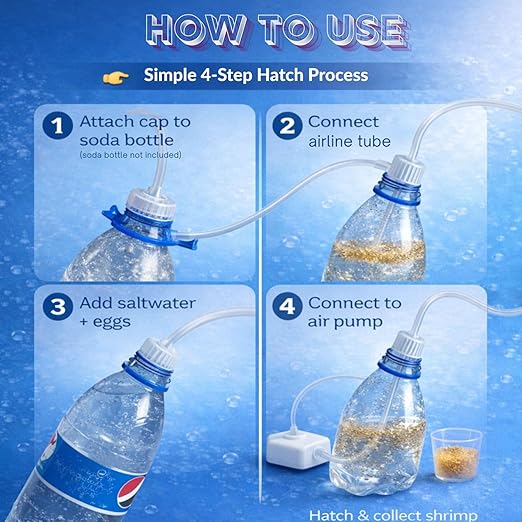 Petzlifeworld (6 PCS) Artemia Brine Shrimp Hatching Kit Caps – Soda Bottle Compatible DIY Hatchery Tool for Aquarium Fish Feeding | Transparent, Leak-Proof, Easy to Use