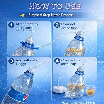 Petzlifeworld (6 PCS) Artemia Brine Shrimp Hatching Kit Caps – Soda Bottle Compatible DIY Hatchery Tool for Aquarium Fish Feeding | Transparent, Leak-Proof, Easy to Use