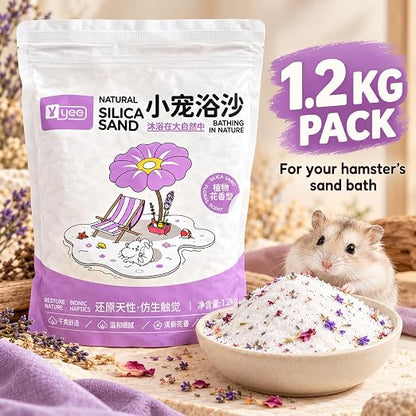 Petzlifeworld 1.2Kg Natural Silica Bath Sand for Hamster | Odor-Control Grooming Sand for Hamsters, Guinea Pigs, Gerbils & Chinchillas | Clean, Safe & Mess-Free Bathing