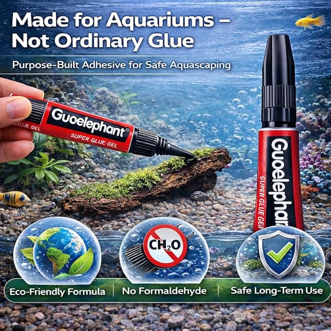 petzlifeworld Aquarium (Guoelephant) Glue Quick-Dry Gel – Fish Safe Adhesive for Aquascaping Plants, Moss, Coral & Driftwood