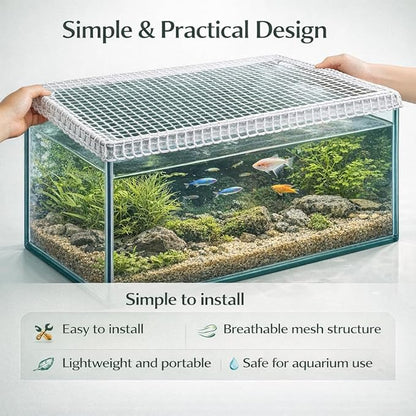 Petzlifeworld Aquarium Protective Mesh Net Cover – Nylon Rope Fish Tank Jump Guard Lid | Breathable Escape Prevention Net for Fish, Turtle & Reptile Tanks | DIY Stretchable Aquarium Cover