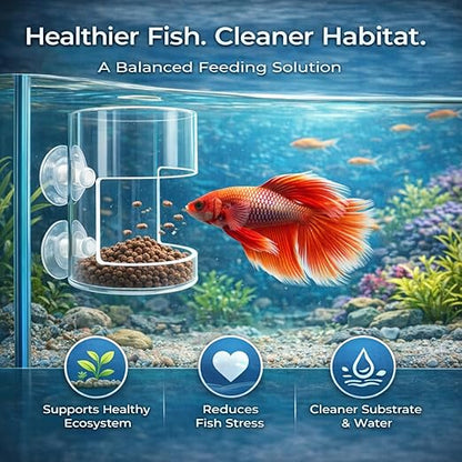 petzlifeworld Aquarium Round Feed Chamber with Suction Cup | Transparent Round Feeding Cup | Prevents Food Waste & Keeps Water Clean | Ideal for Betta, Guppy & Community Tanks