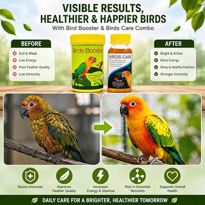 Petzlifeworld Bird Booster, 50g & Birds Care, 60ML Combo Health Supplements for All Kind of Pet Birds