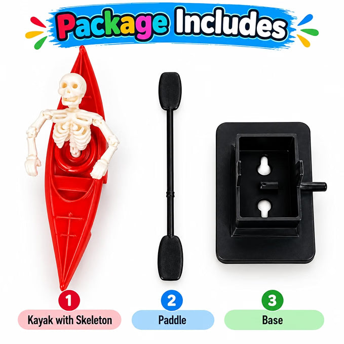 Petzlifeworld Dancing Skeleton Kayak Aquarium Ornament with Moving Rowing Action – Random Colour Fish Tank Decoration with Paddle & Stable Base