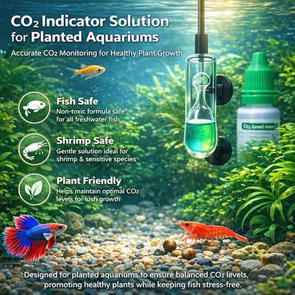 PetzLifeworld CO₂ Indicator Solution 15ml  – Accurate CO₂ Level Test Liquid for Aquarium Glass Drop Checker