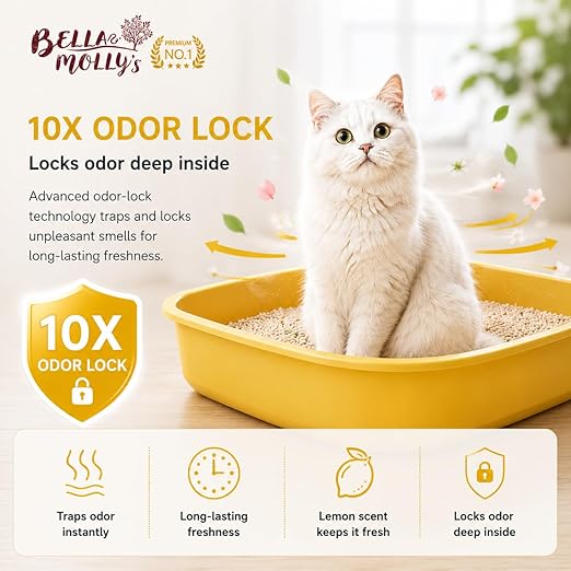 petzlifeworld Bella & Molly’s Fresh Bentonite Cat Litter 5L | 3-Second Fast Clumping | 99.9% Dust-Free | 10X Odor Lock | Long-Lasting Freshness