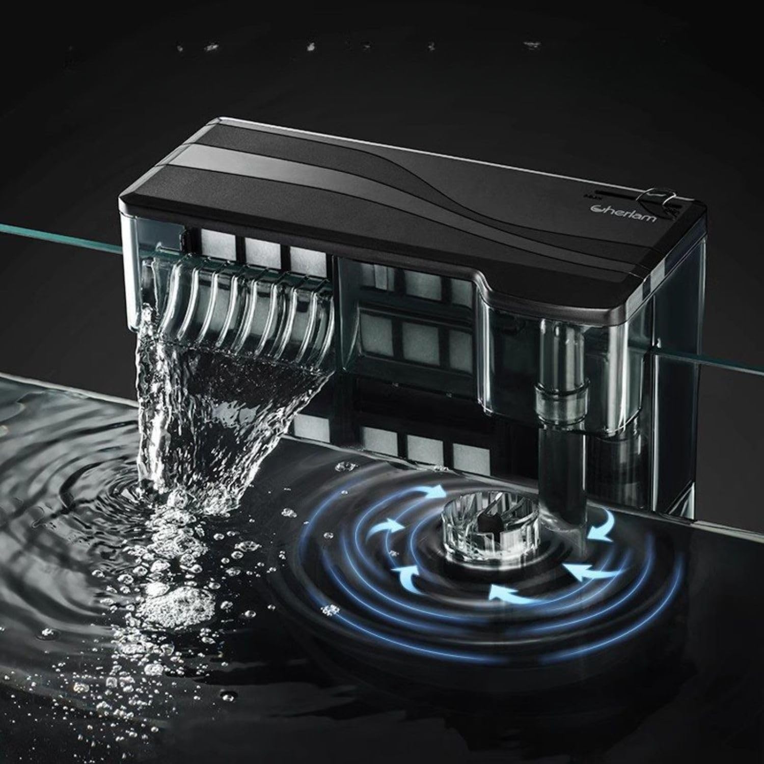 Cherlam Hang On Back Filter for Planted Aquarium Fish Tank with Surfac ...