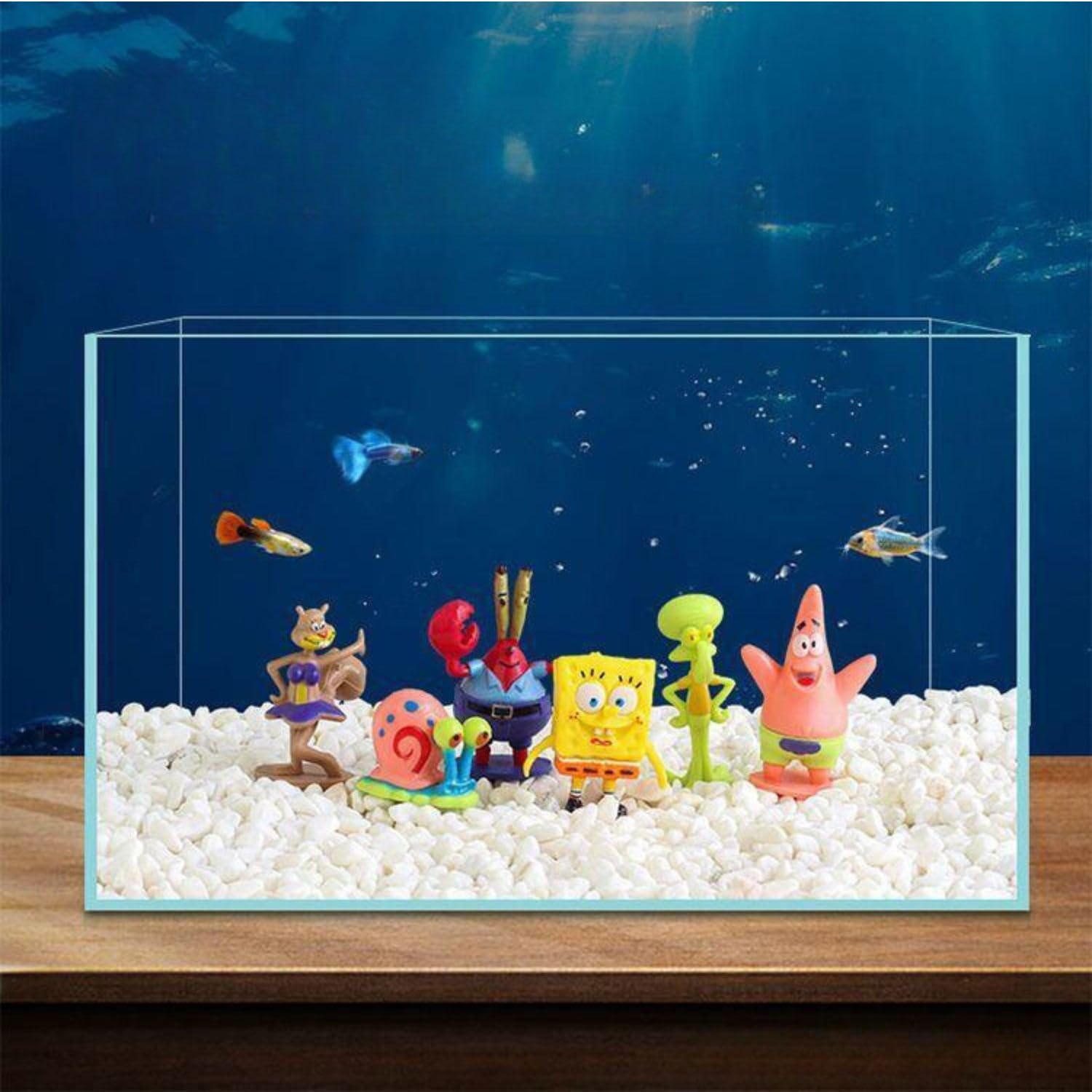 Petzlifeworld Pcs Cute Spongebob Figure Model Aquarium Fish Tank Landscape Ornaments Cute Lifelike Ornaments for a Magical Underwater World