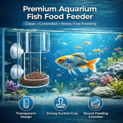 petzlifeworld Aquarium Round Feed Chamber with Suction Cup | Transparent Round Feeding Cup | Prevents Food Waste & Keeps Water Clean | Ideal for Betta, Guppy & Community Tanks