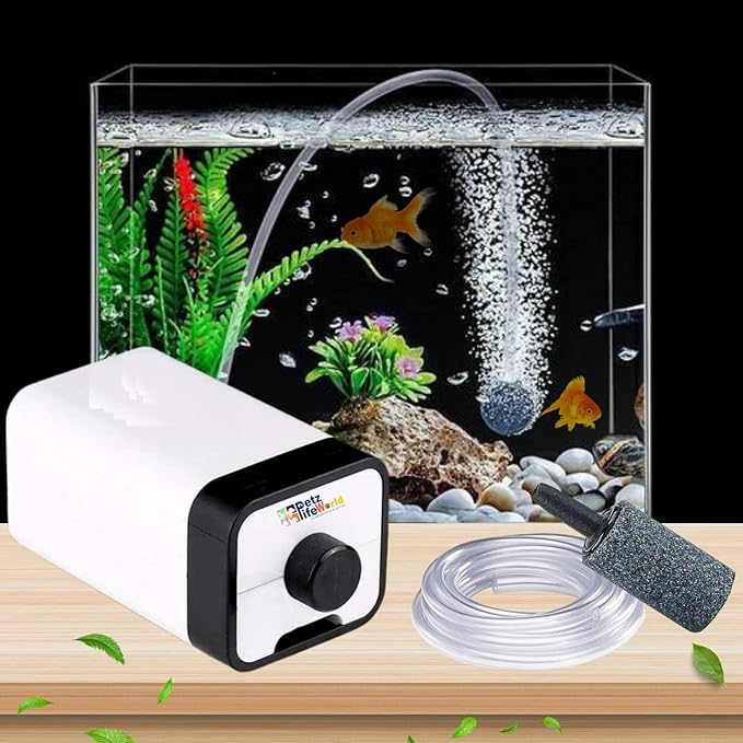 Sunsun CT-101 | 3W | 1.5L/Min Air Volume Adjustable Aquarium Oxygen Air Pump with 2 Meter Air Tube and 1 Air Stone for Aquarium Fish Tank (1 Way)