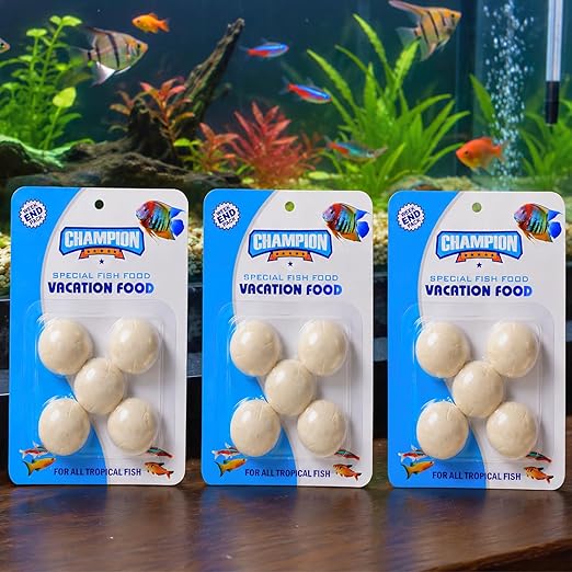 petzlifeworld Champion Vacation Fish Food Tablets Pack of 3 | Slow Dissolving Weekend & Holiday Feeding Blocks | Automatic Fish Feeder Food for Tropical Aquarium Fish | Clean Water Formula