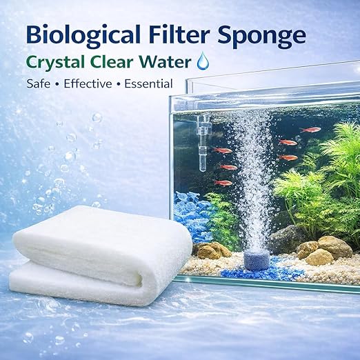Petzlifeworld Biological Aquarium Filter Sponge Pad 100x13.5x3cm | Non-Toxic Bio Foam for Fish Tank | Improves Water Clarity | Reusable Filtration Media for Fresh & Saltwater Aquariums