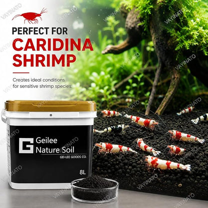 Petzlifeworld Gei-Lee Aqua Soil 8L Premium Shrimp & Planted Aquarium Substrate | pH Stabilizing Technical Soil for Caridina Shrimp | Natural Black Aquascaping Soil for Freshwater Nano Tanks