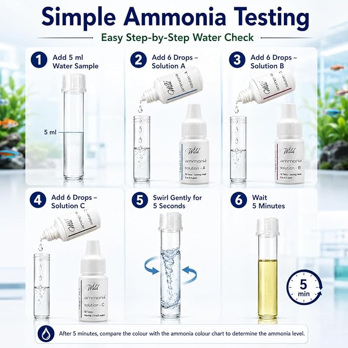 Aquatic Remedies Wild Ammonia Test Kit Suitable for Fresh Water and Salt Water (50 Tests)