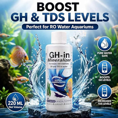 Aquatic Remedies GH-in Mineralizer for Aquarium (220 ml) – Increases & Stabilizes GH and TDS in RO Water | Mineral Supplement for Plants, Shrimp & Discus Fish