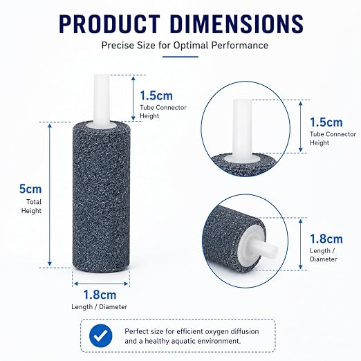 petzlifeworld 1.5 Inch Aquarium Air Stone Diffuser, Pack of 6 | Fine Bubble Oxygen Aerator Stone with Air Tube Connector | Bubble Stone for Fish Tank, Aquarium & Hydroponics