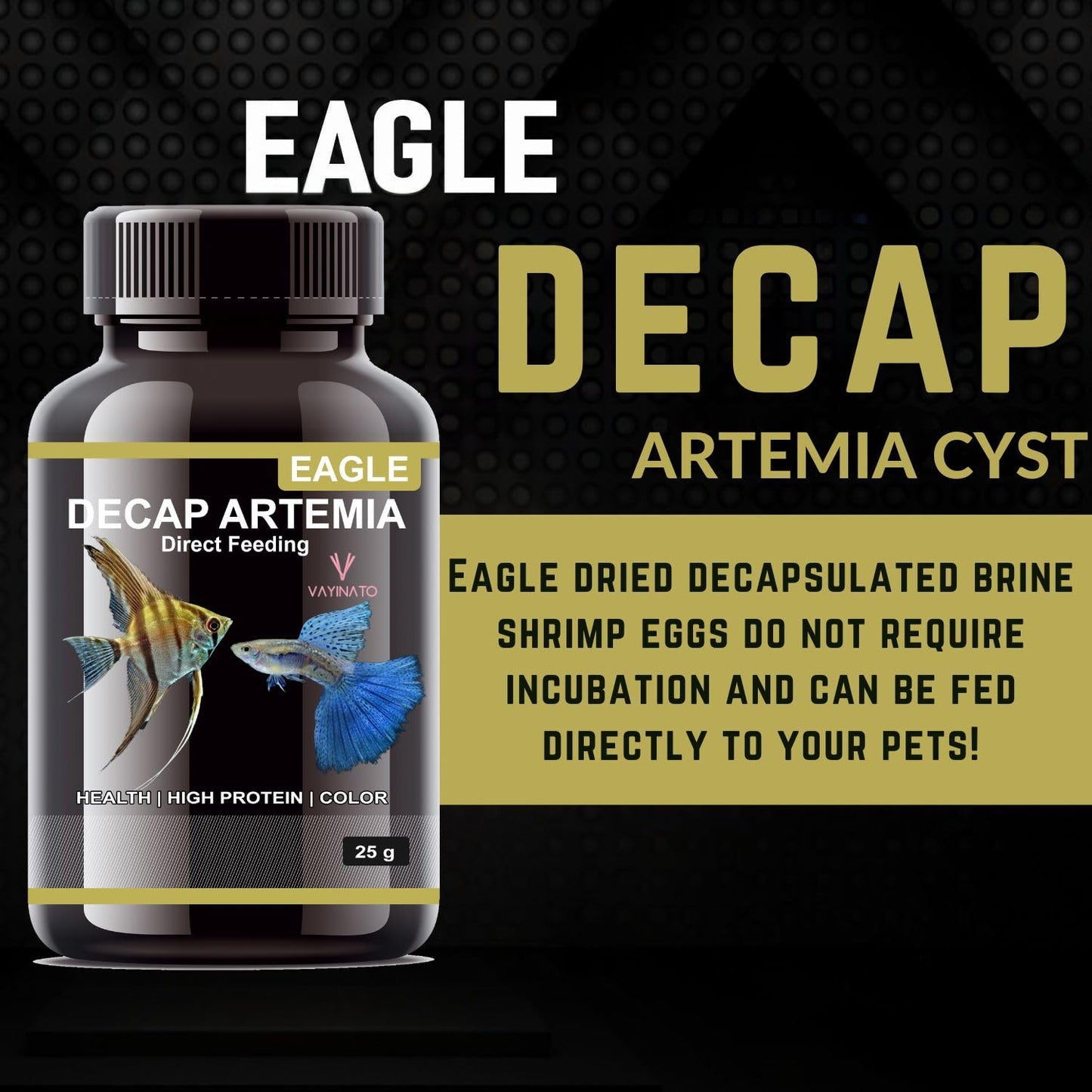 Eagle Decap Artemia Cyst - Direct Feeding (25g) No Hatching Required - Shell-Free, High-Protein Nutritional Feed