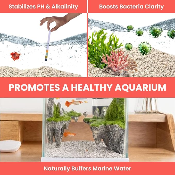 PetzLifeworld Aquarium Aragonite White Sand | Natural pH-Buffering Substrate for Marine, Cichlid, Freshwater & Saltwater Aquariums