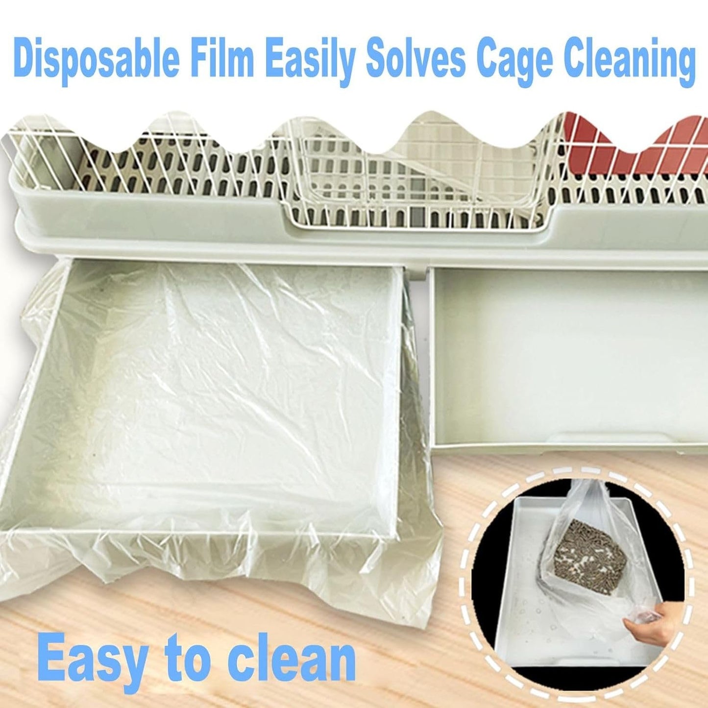 Petzlifeworld 50 Pcs(60 * 40 Cm) Disposable Cage Tray Liners – Transparent Waterproof Liner Covers for Pet Cages