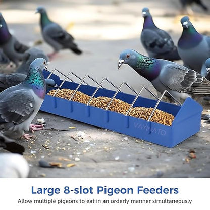 petzlifeworld Plastic Poultry Food Tray for Pigeon, Chicken and Pets Garden Outdoor Use Ground Bird Feeder (Blue),40 cm,H_5 cm,W_8 cm