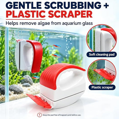 Petzlifeworld BL-M6 Mini Magnetic Aquarium Glass Cleaner – Red with  White
