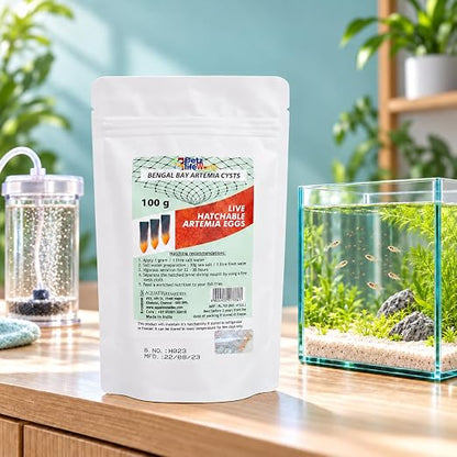 PetzLifeworld Bengal Bay 100g (0.22 Oz) Artemia Cysts - 90% Hatch Rate for Baby & Fry Fish