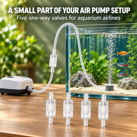 Petzlifeworld White Transparent Aquarium Check Valve – One-Way Non-Return Air Valve for Fish Tank Air Pump, Fits 3/16-Inch Airline Tubing