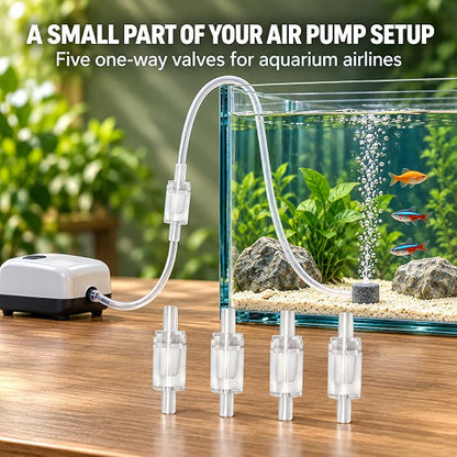 Petzlifeworld White Transparent Aquarium Check Valve – One-Way Non-Return Air Valve for Fish Tank Air Pump, Fits 3/16-Inch Airline Tubing